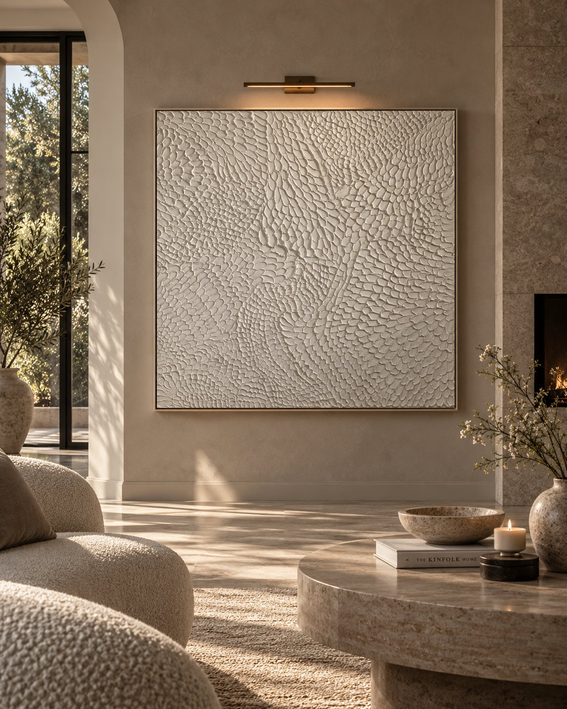 Echo white sculptural artwork by Studio Malie shown in a light neutral interior