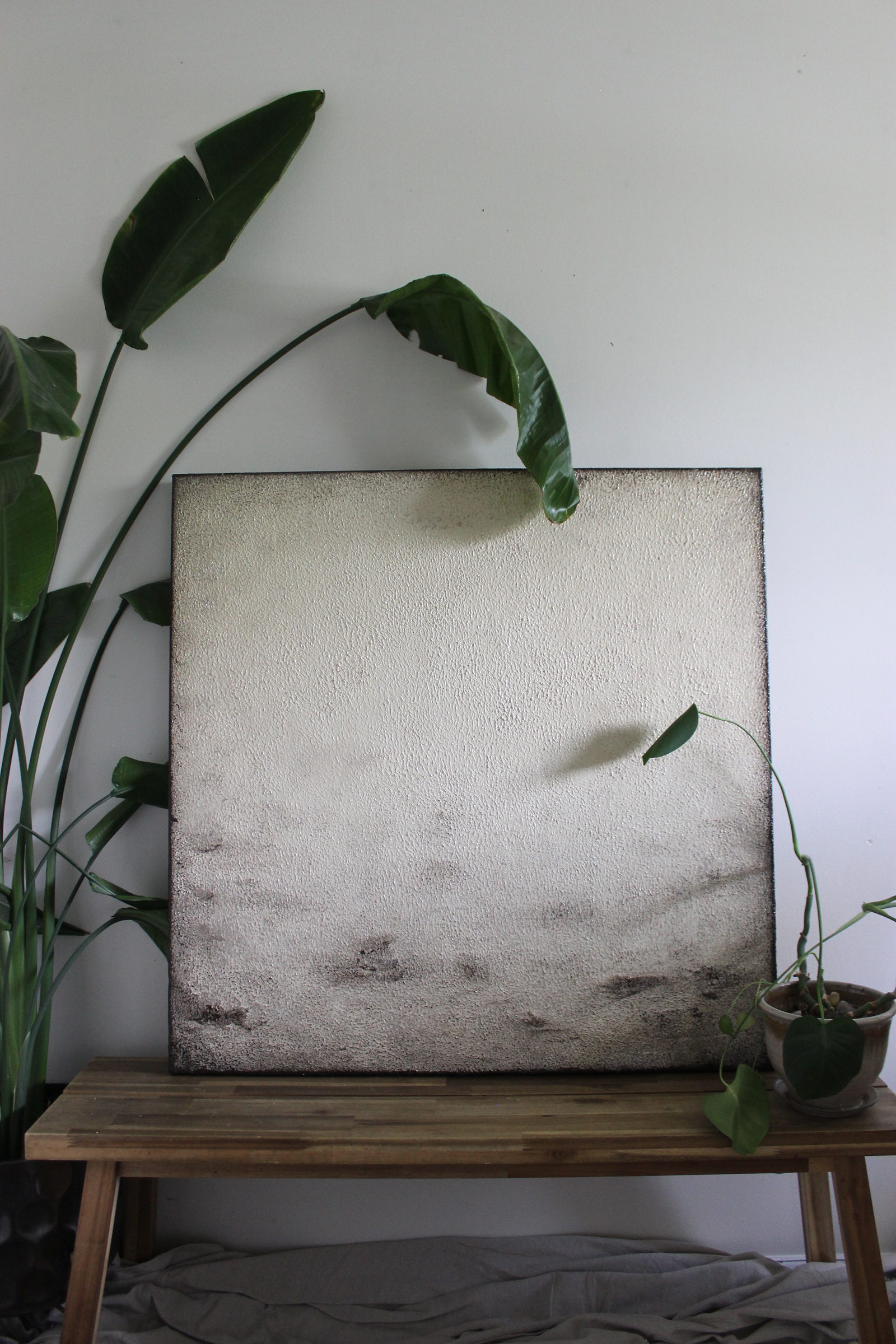 Remnant by Jessica Malie, a pale speckled atmospheric canvas